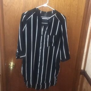 Long black and white striped shirt!